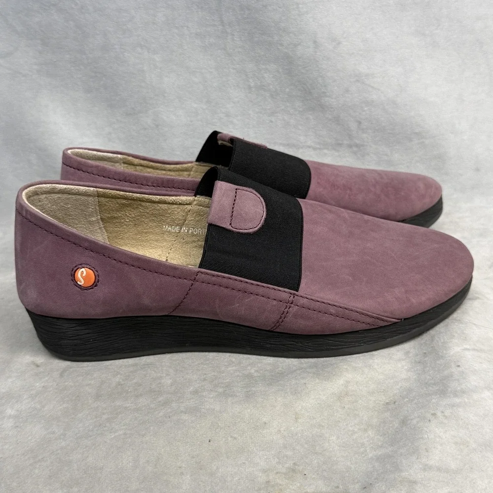 Softinos Shoes Womens Size 7.5 Purple Leather Slip On Comfort‎ Wedge Casual